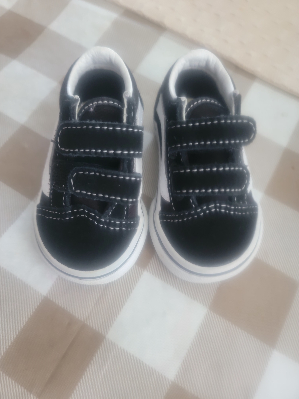 Vans Black & White Toddler Velcro Skate Shoes